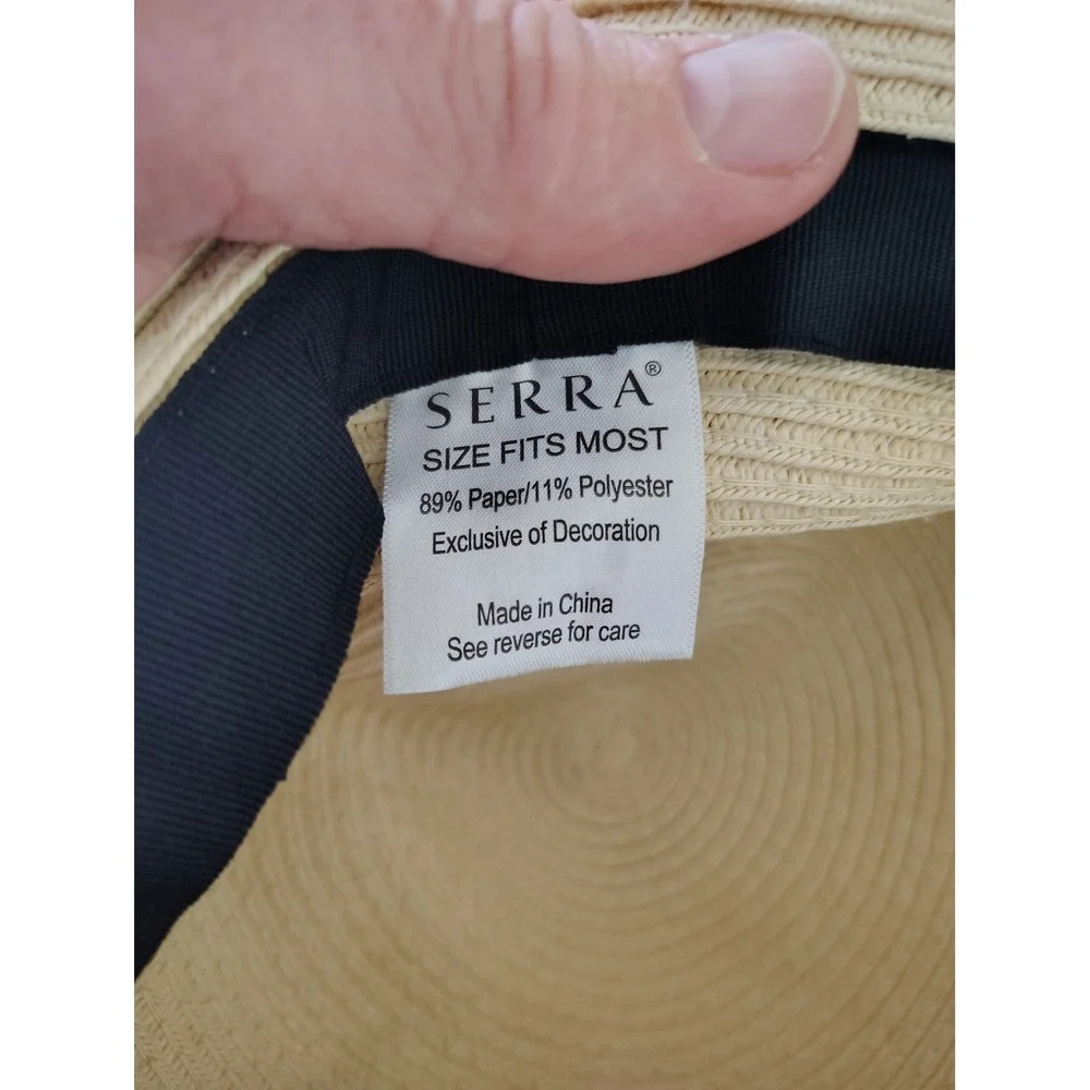 Serra Out of Office Wide Brim Straw‎ Sun Hat Tan Black Beach Floppy Vacation Hat